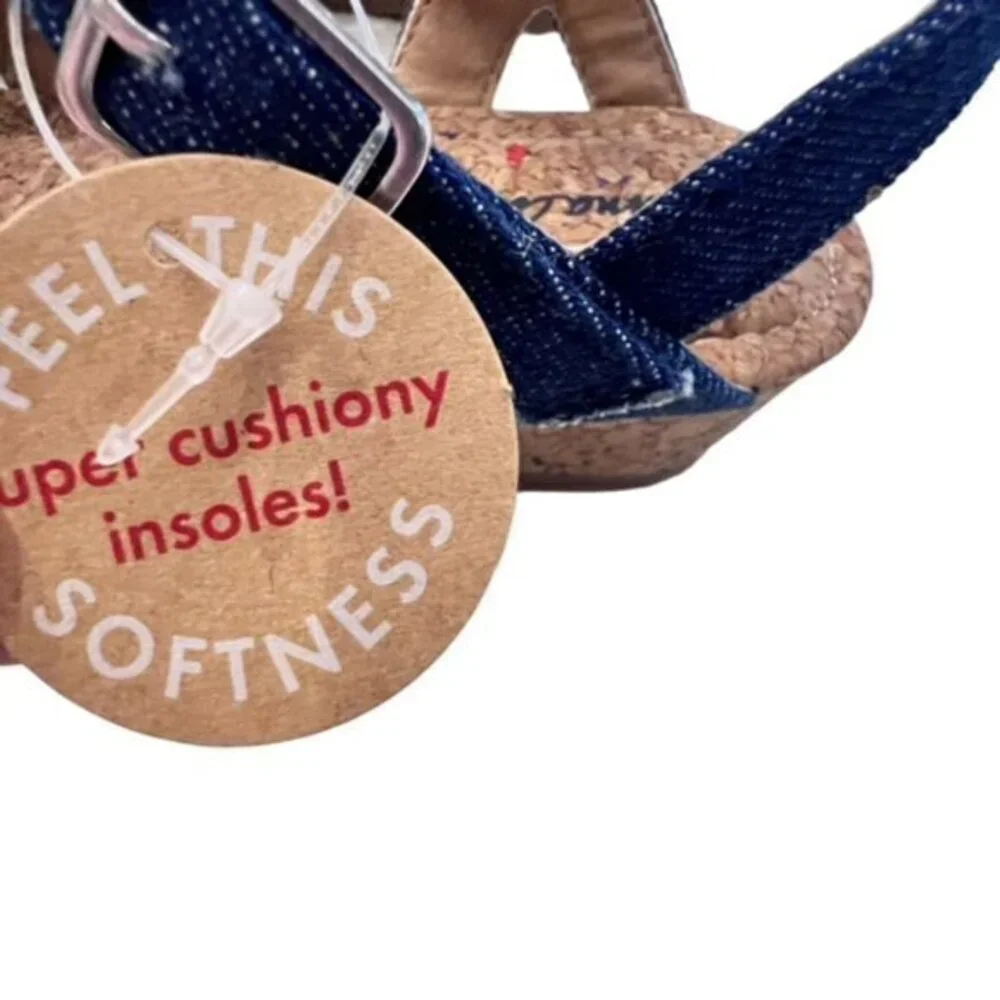 NIB Hanna Andersson Blue Denim Sandals Size 13 Cathrin‎ Buckle Bow